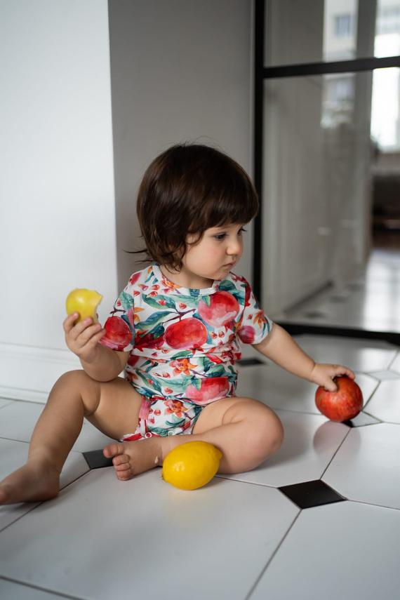 Detské body Milk & Love granátové jablko bavlnené krátky rukáv