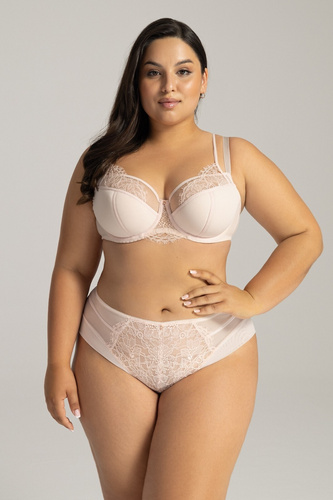 2163 Ava Powder Pink Semi Soft Maxi podprsenky - Polovystužená podprsenka pre veľké poprsie s čipkou