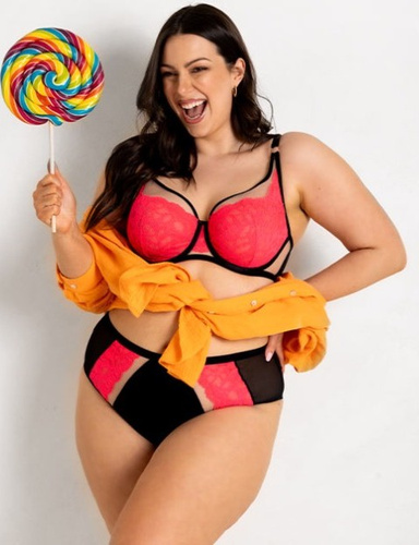 19232 Funny Plunge podprsenka Mediolano black-fluo - hlboký dekolt, zmyselná, elegantná