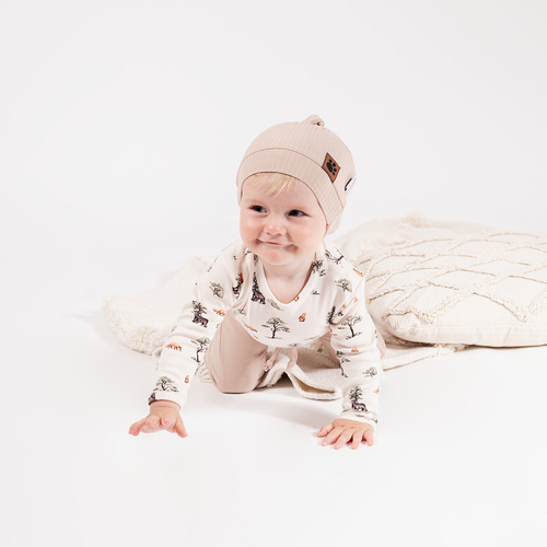 218094 Detské body Nicol s medvedíkom Yogim - bavlna, dlhý rukáv, lesný vzor