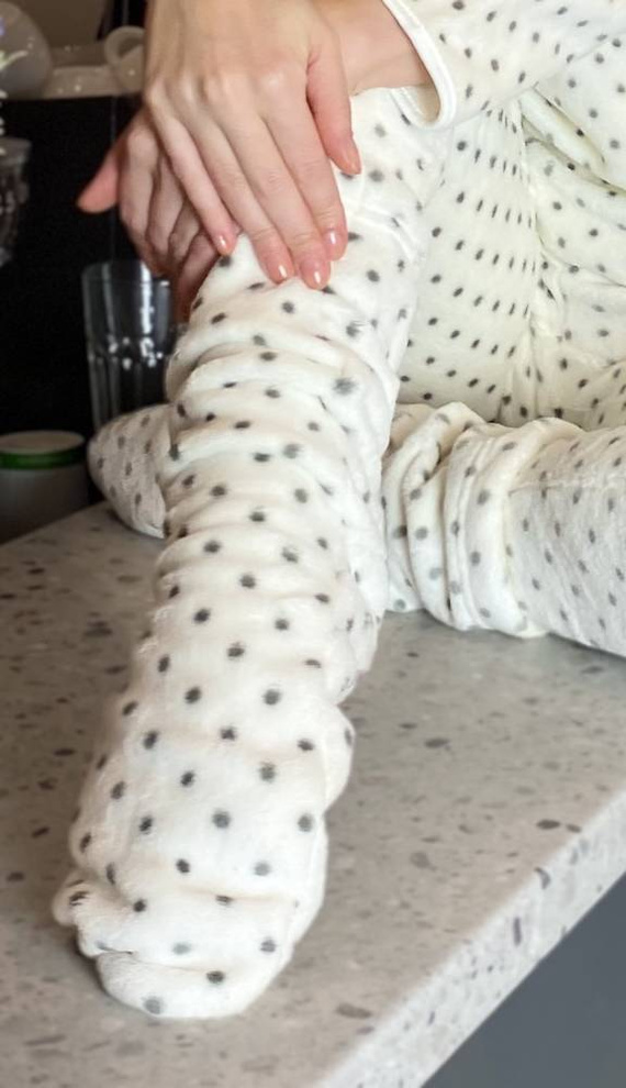 553/554 Wellsoft hladké ponožky na spanie De Lafense - ecru malé bodky