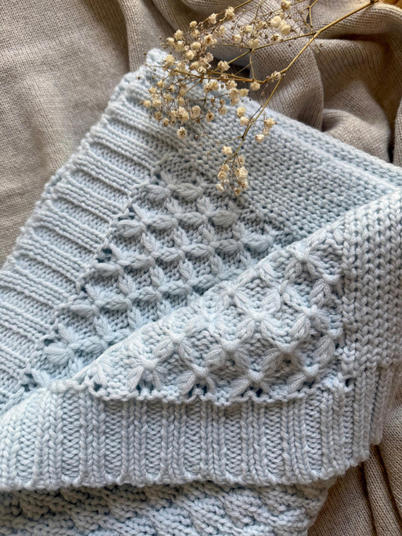 Bubbles Yosoy modrá deka z merino vlny - prírodná, hypoalergénna, obojstranná