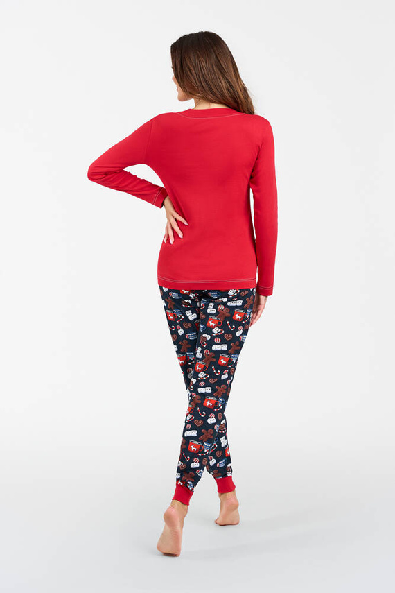 Makala Dámske pyžamo s dlhým rukávom a dlhé nohavice Italian Fashion - červená/potlač