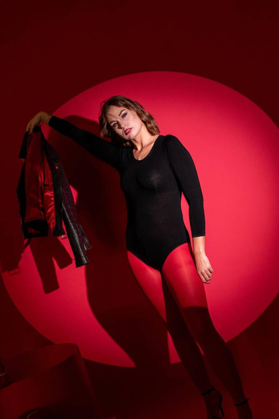 805 Chloe Dámske body s dlhým rukávom De Lafense - čierne