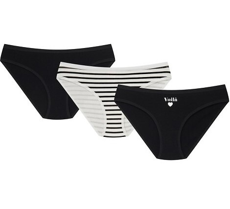36508-K084 Henderson Dámske čierne bavlnené bikiny 3-pack