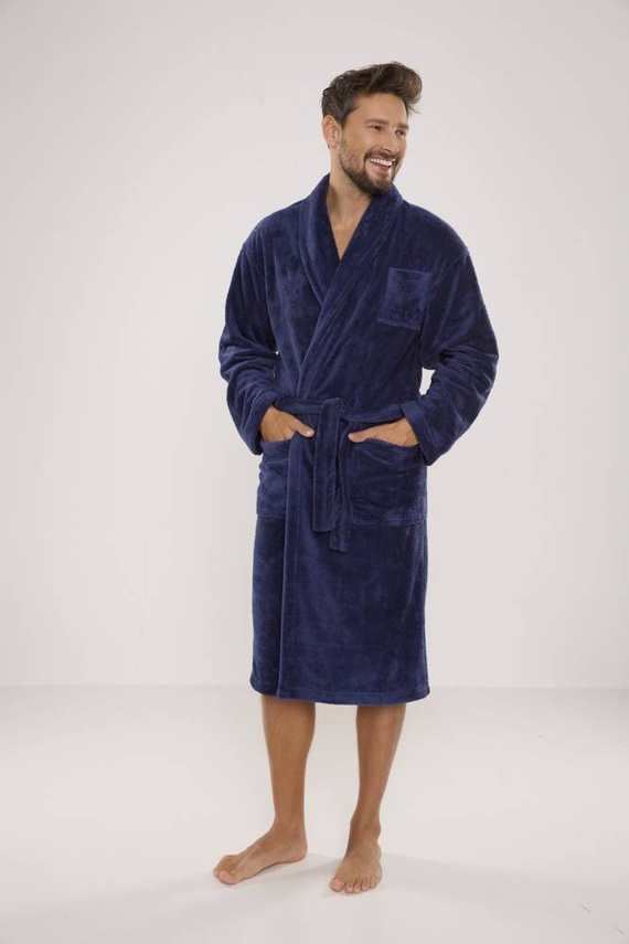 811 De Lafense pánsky plyšový župan - denim