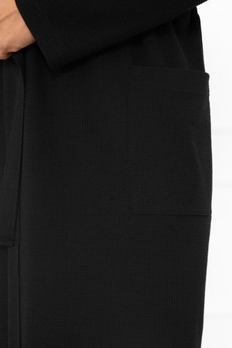 Pánsky župan Bono Italian Fashion black - s opaskom, reliéfny vzor, elegantný a pohodlný