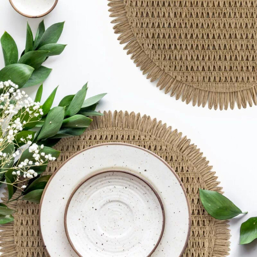 Podložka na stôl Eurofirany elegantná podložka pod taniere glamour Joan natural