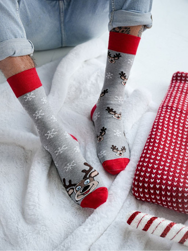 1290.039 Vianočné ponožky so sobmi Milena - nie do páru, Light Melange