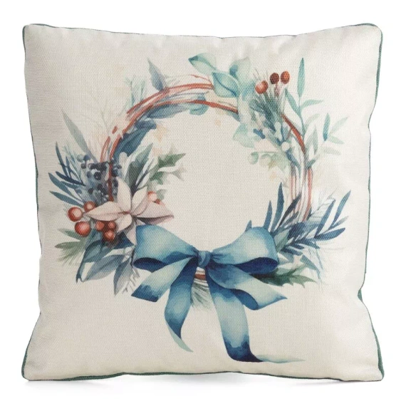 CHP346 Vianočný vankúš Eurofirany 45x45 z velúru s potlačou a lemovaním