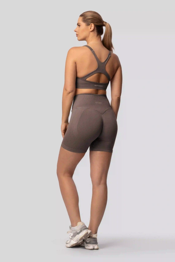 Spaio PUSH-UP PRO modelujúce bezšvové šortky fitness vysoký pás taupe