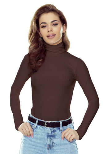 Matylda Dámska blúzka Eldar chocolate- Ribbed Viscose Premium | Golf | Dlhý rukáv | Ideálna na každodenné nosenie a elegantný štýl