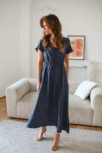 Tehotenské a dojčiace šaty Milk & Love Lovely Dress Long tmavomodré