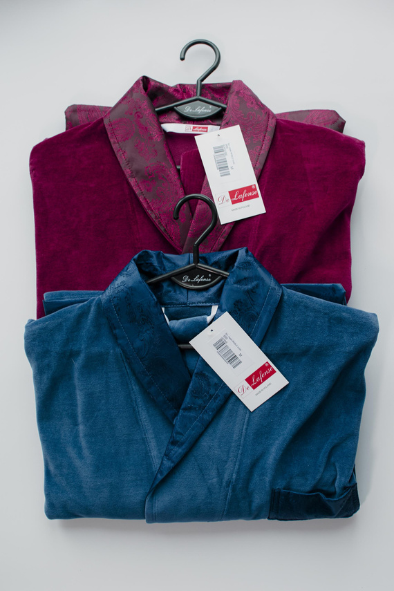 866 Noble Pánsky velúrový župan De Lafense - krátky, elegantný, bavlna - denim