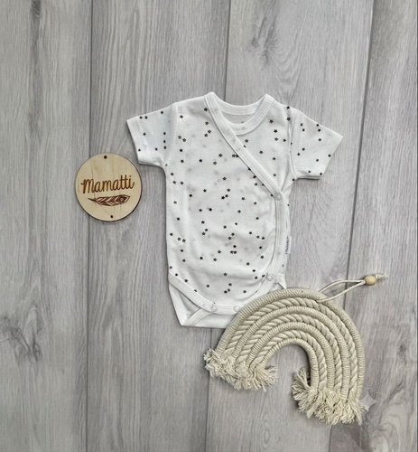 Mamatti BK16225 zavinovacie body pre bábätká s krátkym rukávom, vzor hviezdičky
