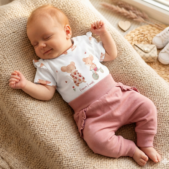 Detské tričko Nini Little Mouse organická bavlna potlač dievča krátky rukáv