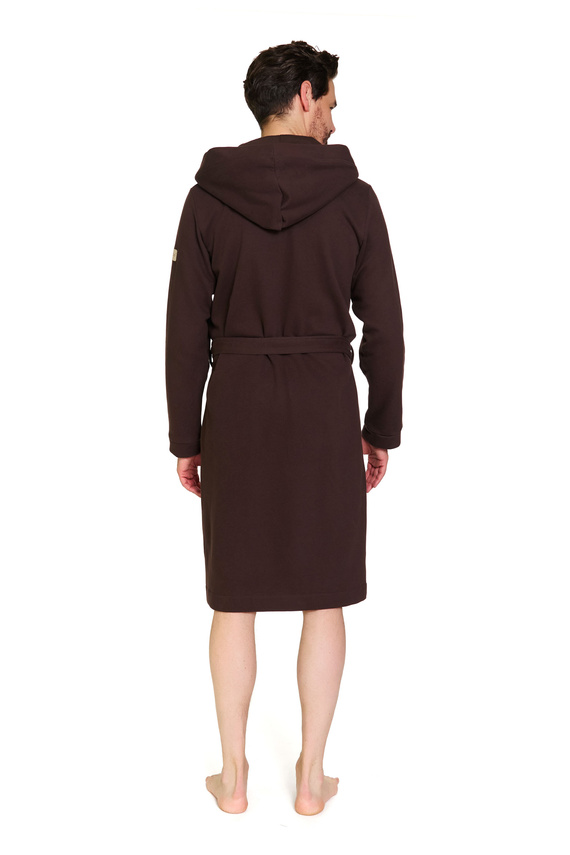 Doctor Nap 7332 - Pánsky bavlnený župan s kapucňou | 100% bavlna, poľská výroba - hnedý