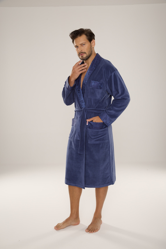 868 Noble pánsky velúrový župan De Lafense - elegantný, mäkký, prémiový, džínsový