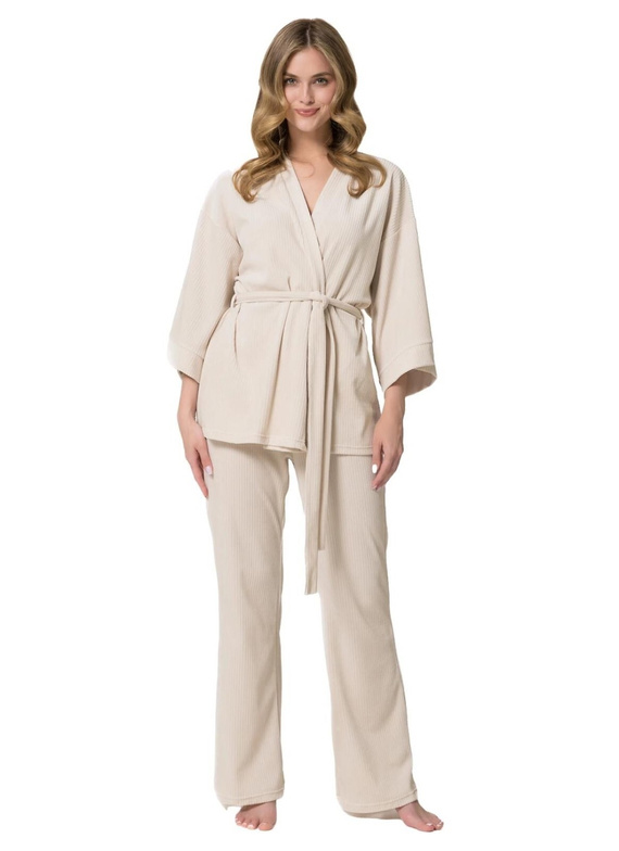 Leveza Darlin 1816 Dámske velúrové pyžamo 3/4 komplet homewear Sahara