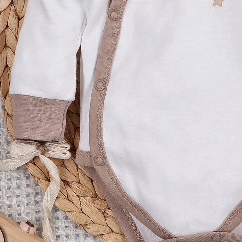 ABN-5502 Sky Journey Nini ecru obálkové body | Organická bavlna pre novorodencov
