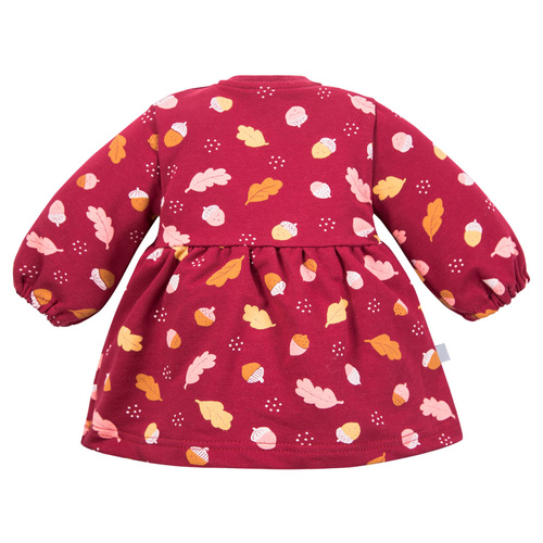 Fluffy Tails Detské šaty Eevi - bordová, bavlna, dlhý rukáv