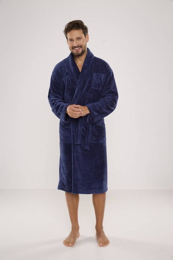 811 De Lafense pánsky plyšový župan - denim