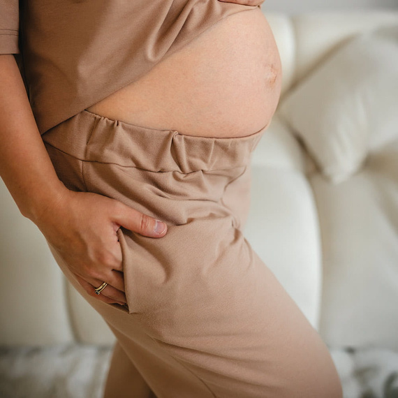 Eevi for Women Dámske tepláky béžové - voľné, bavlna + modal, pohodlné