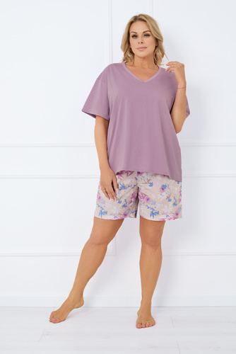 Janov Dámske pyžamo s krátkym rukávom, šortky Italian Fashion - vres/potlač