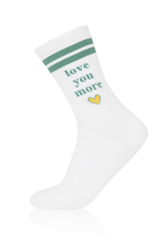 Dlhé ponožky Italian Fashion S199D Love You More polofroté biele