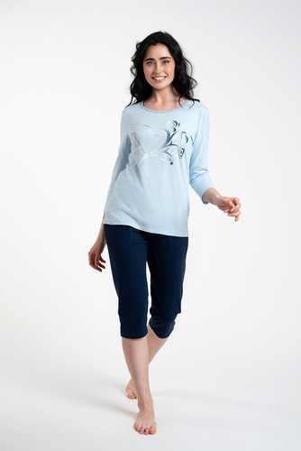 Arietta Dámske pyžamo s 3/4 rukávmi a 3/4 nohavicami Italian Fashion - modré