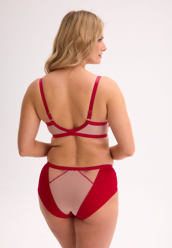 BS 1273 Aina Semi soft podprsenka červená - čipka, sieťovina, kostice
