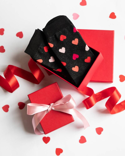 M30D Serce Pánske dlhé ponožky Italian Fashion - čierne