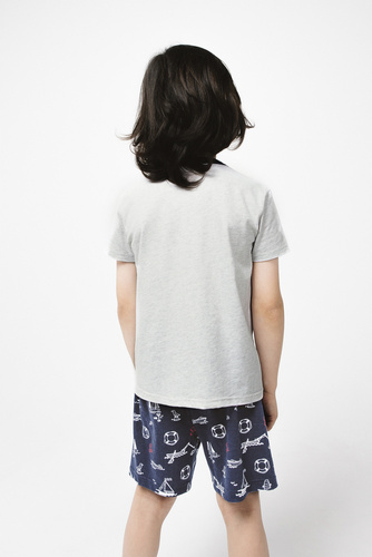 Kastos Chlapčenské pyžamo s krátkym rukávom, nohavice Italian Fashion - light melange