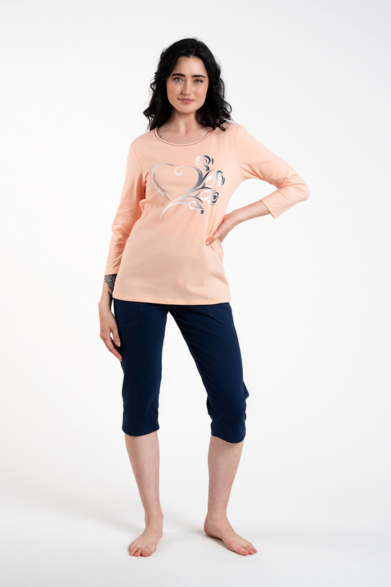 Arietta Dámske pyžamo 3/4 rukávy a 3/4 nohavice Italian Fashion - lososová