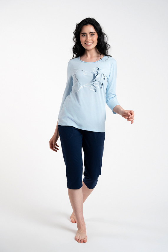 Arietta Dámske pyžamo s 3/4 rukávmi a 3/4 nohavicami Italian Fashion - modré