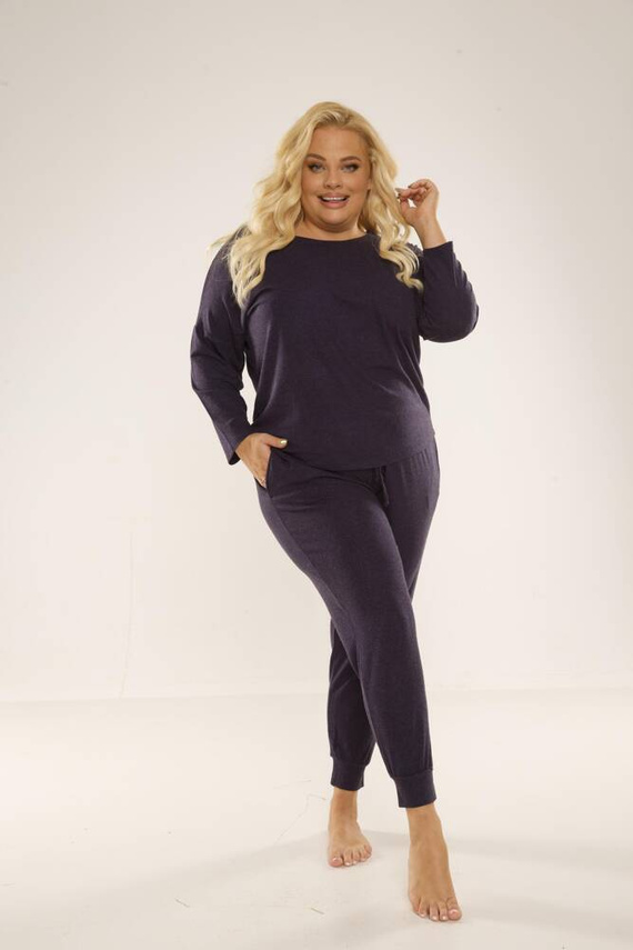 347 Paula Dámske pyžamo Plus Size De Lafense - tmavomodré