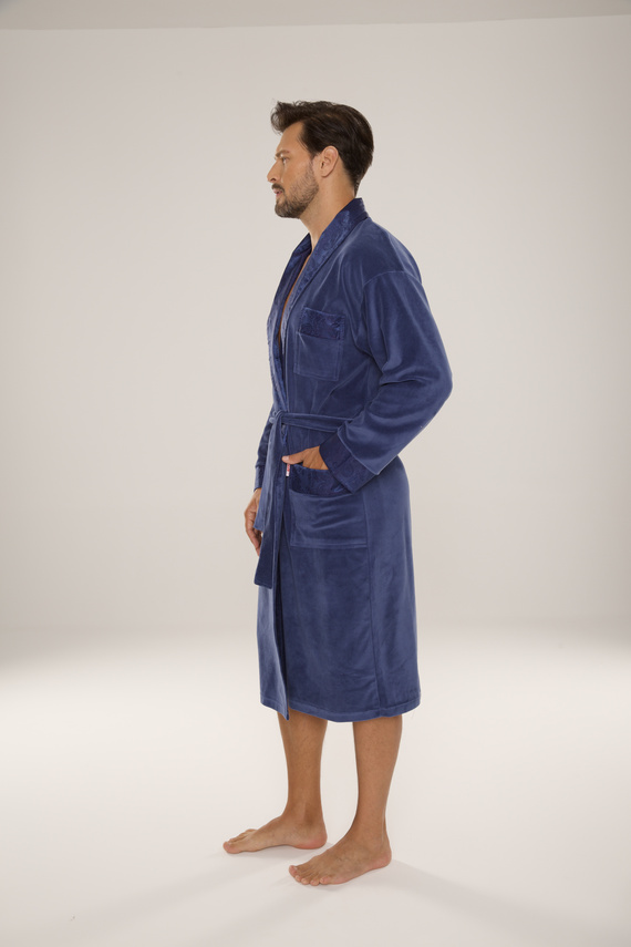 868 Noble pánsky velúrový župan De Lafense - elegantný, mäkký, prémiový, džínsový