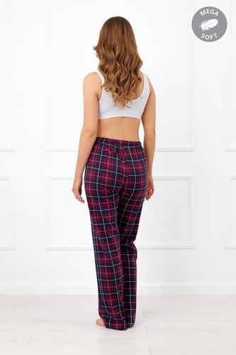 Italian Fashion Alana dámske dlhé bavlnené nohavice Mega Soft káro