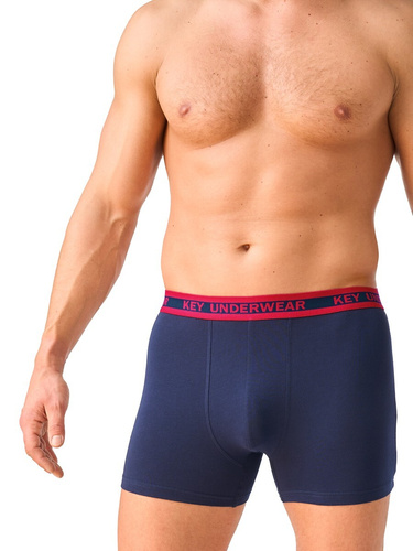 Pánske boxerky Key MXH 365 B26 bavlnené priliehavé - tmavomodré