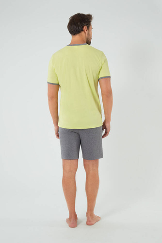 Nikodem Pánske pyžamo s krátkym rukávom, šortky Italian Fashion - limetkovo zelená