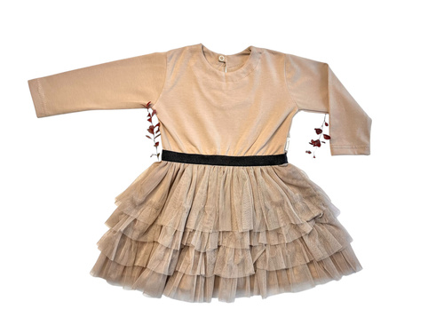 Mamatti béžové detské šaty SW054 - 100% bavlna | Poľská kvalita | Pohodlie a štýl