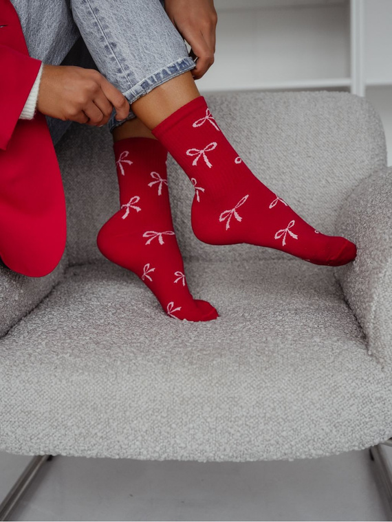 0200.198 Bows - dámske bavlnené ponožky Milena, červené