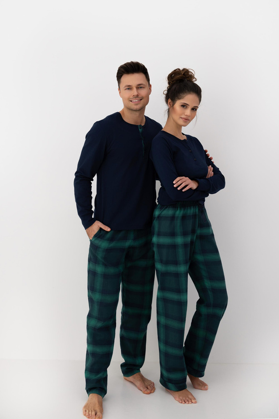 Pánske pyžamo Luke Sensis - bavlnené, dlhé, zelené kockované