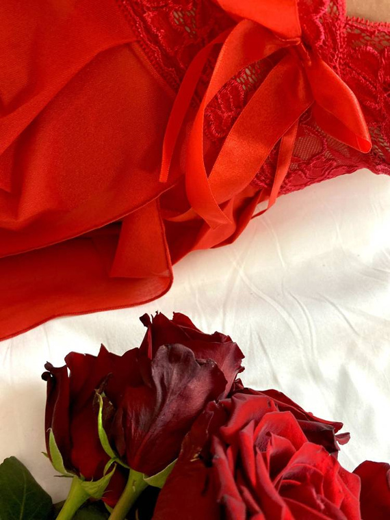 901 Nočná košeľa Agathe Halter + šortky Forex - červená