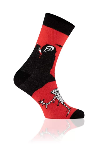 S146D Dracula Dlhé ponožky Italian Fashion - čierna/červená/biela