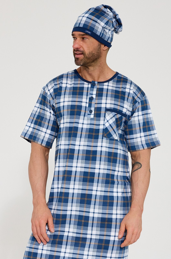 Cornette 109/37– pánska nočná košeľa 100% bavlna, krátky rukáv, gombíky a vrecko