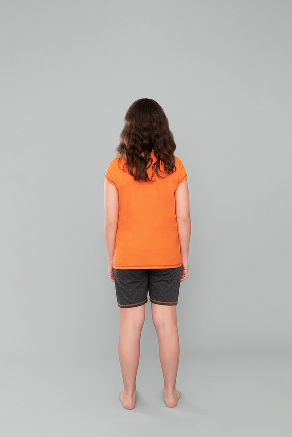 Blond dievčenské pyžamo Italian Fashion - oranžová/tmavý melanž