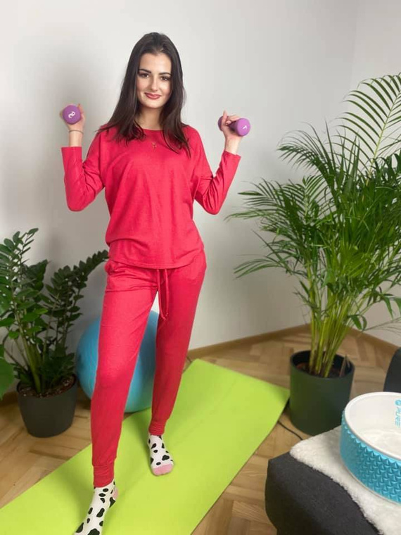 555 Paula Dámske pyžamo De Lafense - malinové