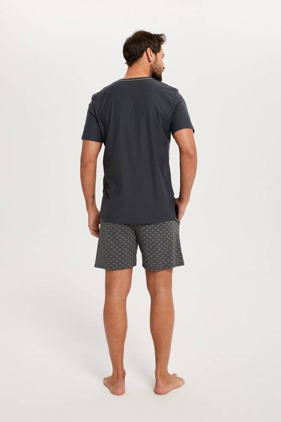 Abel Pánske pyžamo s krátkym rukávom, šortky Talianska móda - grafit/potlač