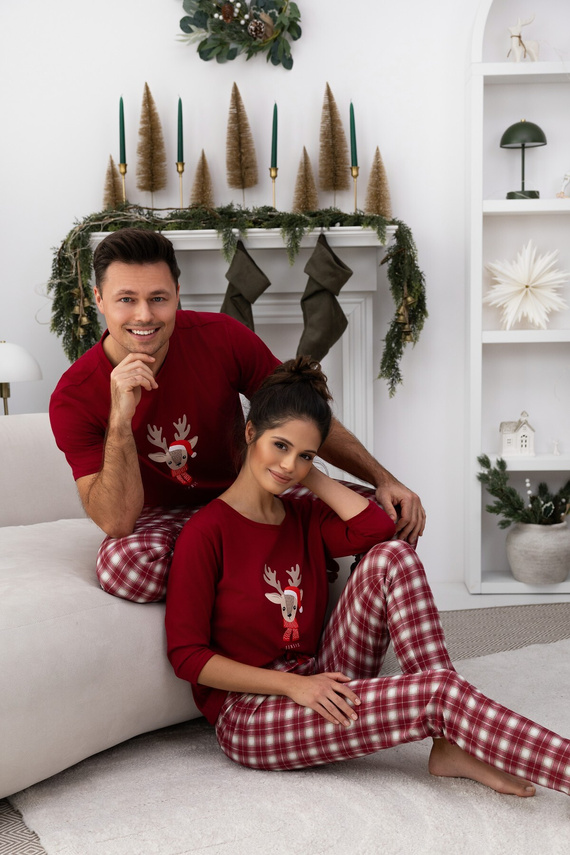 Mallory Pyžamo od Sensis - dámske bavlnené pyžamo s dlhými nohavicami a vianočnou potlačou